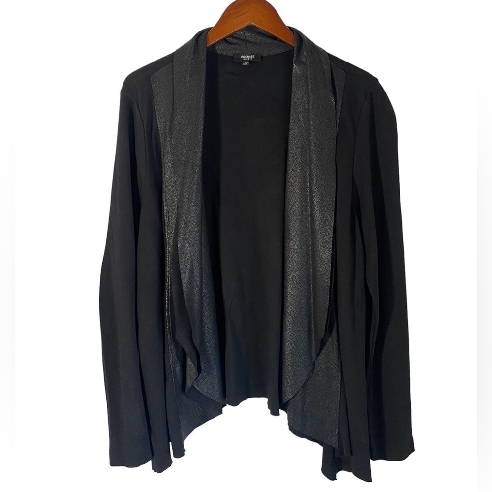 Premise Studio Open Cardigan XL Stretch Tone on Tone Animal Print Panels.